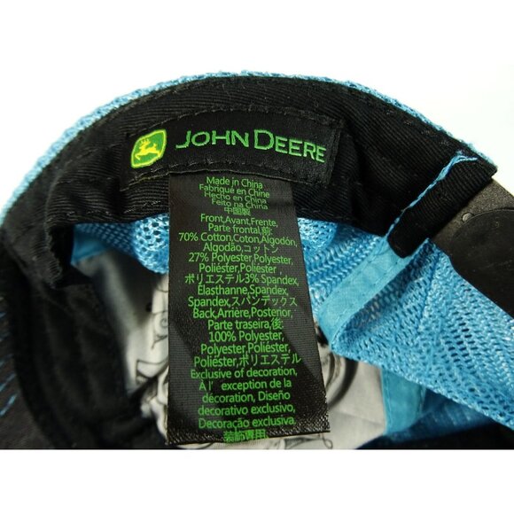 John Deere Mesh Baseball Cap Hat Gray Denim Blue Mesh One Size Youth - Picture 7 of 7